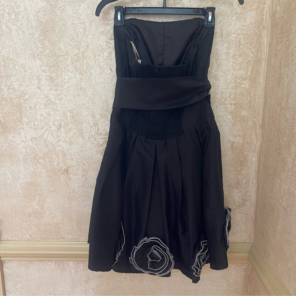 Romeo & Juliet Couture Shiny Black Strapless Fit & Flare Cocktail Dress M Fairy - Picture 6 of 17